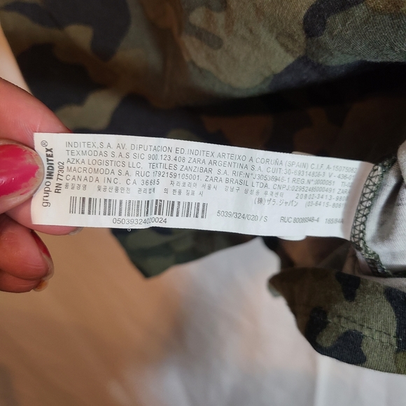 Zara Women's Camouflage Crochet Pocket Short Sleeve T-Shirt - Picture 8 of 9